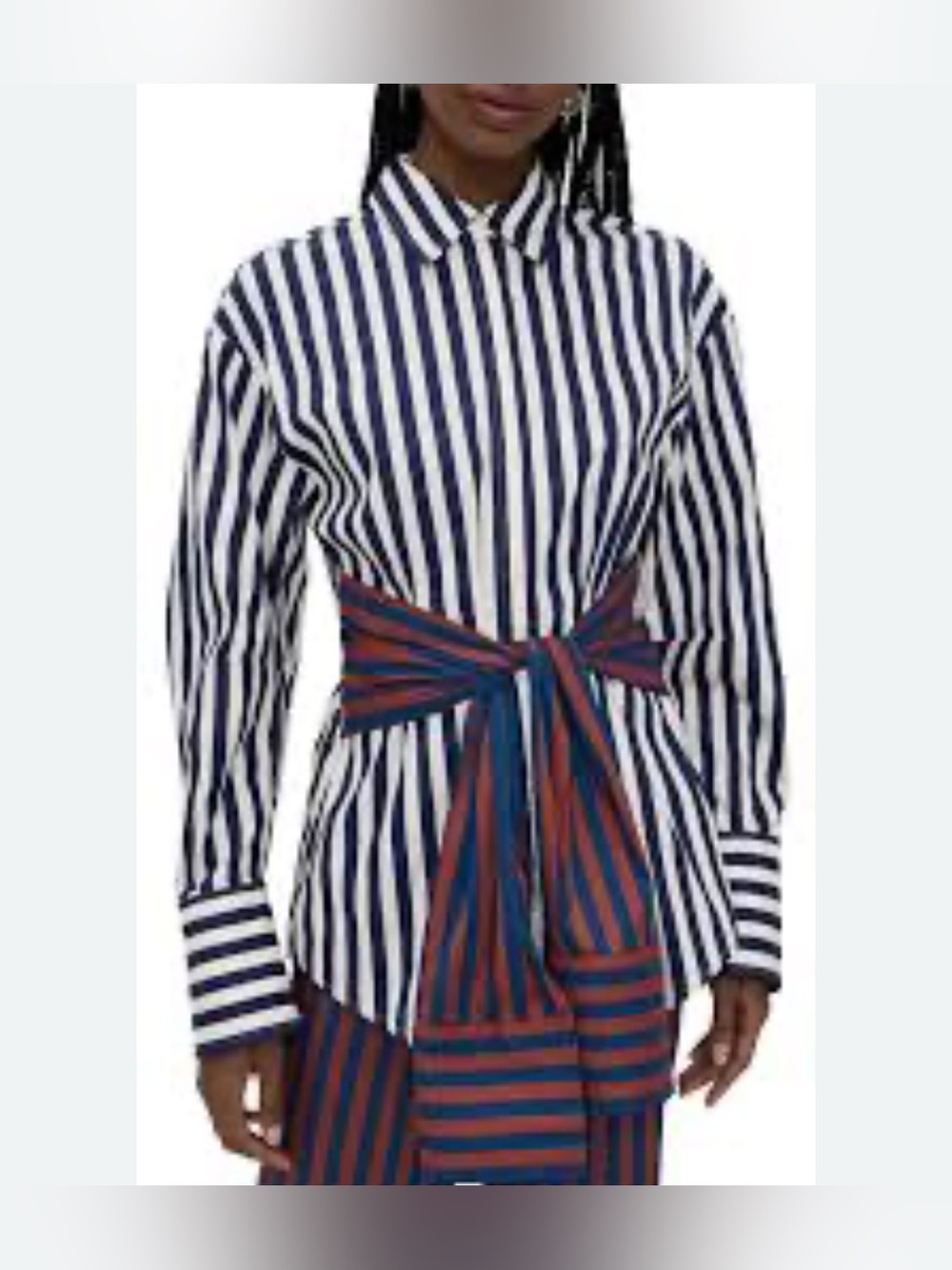 Simon Miller Anthropologie Inna Poplin Cotton Shirt Stripy Belted size S
